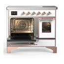 ILVE Majestic III 40-Inch Induction Range with 6 Induction Elements and Triple Glass Door Electric Oven in White with Copper Trim (UMDIB40NR3WHP)