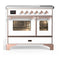 ILVE Majestic III 40-Inch Induction Range with 6 Induction Elements and Triple Glass Door Electric Oven in White with Copper Trim (UMDIB40NR3WHP)