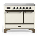 ILVE Majestic III 40-Inch Induction Range with 6 Induction Elements and Solid Door Electric Oven in Antique White with Burnished Trim (UMDIB40QNR3AWB)