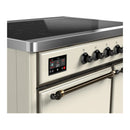 ILVE Majestic III 40-Inch Induction Range with 6 Induction Elements and Solid Door Electric Oven in Antique White with Burnished Trim (UMDIB40QNR3AWB)