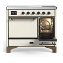 ILVE Majestic III 40-Inch Induction Range with 6 Induction Elements and Solid Door Electric Oven in Antique White with Burnished Trim (UMDIB40QNR3AWB)