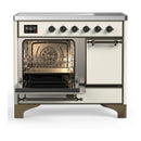 ILVE Majestic III 40-Inch Induction Range with 6 Induction Elements and Solid Door Electric Oven in Antique White with Burnished Trim (UMDIB40QNR3AWB)