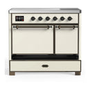 ILVE Majestic III 40-Inch Induction Range with 6 Induction Elements and Solid Door Electric Oven in Antique White with Burnished Trim (UMDIB40QNR3AWB)