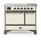 ILVE Majestic III 40-Inch Induction Range with 6 Induction Elements and Solid Door Electric Oven in Antique White with Burnished Trim (UMDIB40QNR3AWB)