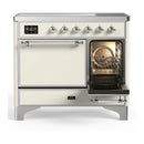 ILVE Majestic III 40-Inch Induction Range with 6 Induction Elements and Solid Door Electric Oven in Antique White with Chrome Trim (UMDIB40QNR3AWC)