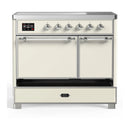 ILVE Majestic III 40-Inch Induction Range with 6 Induction Elements and Solid Door Electric Oven in Antique White with Chrome Trim (UMDIB40QNR3AWC)