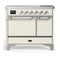 ILVE Majestic III 40-Inch Induction Range with 6 Induction Elements and Solid Door Electric Oven in Antique White with Chrome Trim (UMDIB40QNR3AWC)
