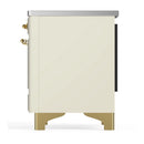 ILVE Majestic III 40-Inch Induction Range with 6 Induction Elements and Solid Door Electric Oven in Antique White with Brass Trim (UMDIB40QNR3AWG)