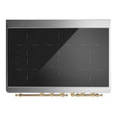 ILVE Majestic III 40-Inch Induction Range with 6 Induction Elements and Solid Door Electric Oven in Antique White with Brass Trim (UMDIB40QNR3AWG)