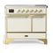 ILVE Majestic III 40-Inch Induction Range with 6 Induction Elements and Solid Door Electric Oven in Antique White with Brass Trim (UMDIB40QNR3AWG)