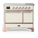 ILVE Majestic III 40-Inch Induction Range with 6 Induction Elements and Solid Door Electric Oven in Antique White with Copper Trim (UMDIB40QNR3AWP)