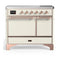 ILVE Majestic III 40-Inch Induction Range with 6 Induction Elements and Solid Door Electric Oven in Antique White with Copper Trim (UMDIB40QNR3AWP)