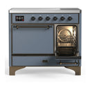 ILVE Majestic III 40-Inch Induction Range with 6 Induction Elements and Solid Door Electric Oven in Blue Grey with Burnished Trim (UMDIB40QNR3BGB)
