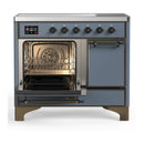 ILVE Majestic III 40-Inch Induction Range with 6 Induction Elements and Solid Door Electric Oven in Blue Grey with Burnished Trim (UMDIB40QNR3BGB)