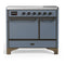 ILVE Majestic III 40-Inch Induction Range with 6 Induction Elements and Solid Door Electric Oven in Blue Grey with Burnished Trim (UMDIB40QNR3BGB)