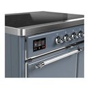 ILVE Majestic III 40-Inch Induction Range with 6 Induction Elements and Solid Door Electric Oven in Blue Grey with Chrome Trim (UMDIB40QNR3BGC)