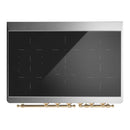 ILVE Majestic III 40-Inch Induction Range with 6 Induction Elements and Solid Door Electric Oven in Blue Grey with Brass Trim (UMDIB40QNR3BGG)