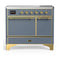ILVE Majestic III 40-Inch Induction Range with 6 Induction Elements and Solid Door Electric Oven in Blue Grey with Brass Trim (UMDIB40QNR3BGG)