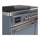 ILVE Majestic III 40-Inch Induction Range with 6 Induction Elements and Solid Door Electric Oven in Blue Grey with Copper Trim (UMDIB40QNR3BGP)