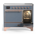 ILVE Majestic III 40-Inch Induction Range with 6 Induction Elements and Solid Door Electric Oven in Blue Grey with Copper Trim (UMDIB40QNR3BGP)