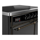 ILVE Majestic III 40-Inch Induction Range with 6 Induction Elements and Solid Door Electric Oven in Glossy Black with Burnished Trim (UMDIB40QNR3BKB)