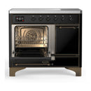 ILVE Majestic III 40-Inch Induction Range with 6 Induction Elements and Solid Door Electric Oven in Glossy Black with Burnished Trim (UMDIB40QNR3BKB)