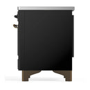 ILVE Majestic III 40-Inch Induction Range with 6 Induction Elements and Solid Door Electric Oven in Glossy Black with Burnished Trim (UMDIB40QNR3BKB)