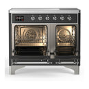 ILVE Majestic III 40-Inch Induction Range with 6 Induction Elements and Solid Door Electric Oven in Glossy Black with Chrome Trim (UMDIB40QNR3BKC)