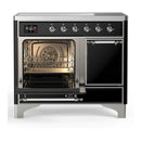 ILVE Majestic III 40-Inch Induction Range with 6 Induction Elements and Solid Door Electric Oven in Glossy Black with Chrome Trim (UMDIB40QNR3BKC)
