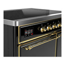 ILVE Majestic III 40-Inch Induction Range with 6 Induction Elements and Solid Door Electric Oven in Glossy Black with Brass Trim (UMDIB40QNR3BKG)