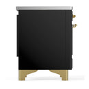 ILVE Majestic III 40-Inch Induction Range with 6 Induction Elements and Solid Door Electric Oven in Glossy Black with Brass Trim (UMDIB40QNR3BKG)
