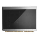 ILVE Majestic III 40-Inch Induction Range with 6 Induction Elements and Solid Door Electric Oven in Glossy Black with Brass Trim (UMDIB40QNR3BKG)
