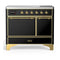 ILVE Majestic III 40-Inch Induction Range with 6 Induction Elements and Solid Door Electric Oven in Glossy Black with Brass Trim (UMDIB40QNR3BKG)