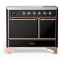 ILVE Majestic III 40-Inch Induction Range with 6 Induction Elements and Solid Door Electric Oven in Glossy Black with Copper Trim (UMDIB40QNR3BKP)