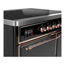 ILVE Majestic III 40-Inch Induction Range with 6 Induction Elements and Solid Door Electric Oven in Glossy Black with Copper Trim (UMDIB40QNR3BKP)