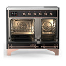 ILVE Majestic III 40-Inch Induction Range with 6 Induction Elements and Solid Door Electric Oven in Glossy Black with Copper Trim (UMDIB40QNR3BKP)