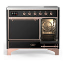 ILVE Majestic III 40-Inch Induction Range with 6 Induction Elements and Solid Door Electric Oven in Glossy Black with Copper Trim (UMDIB40QNR3BKP)