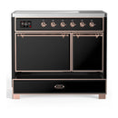 ILVE Majestic III 40-Inch Induction Range with 6 Induction Elements and Solid Door Electric Oven in Glossy Black with Copper Trim (UMDIB40QNR3BKP)