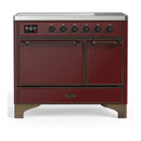 ILVE Majestic III 40-Inch Induction Range with 6 Induction Elements and Solid Door Electric Oven in Burgundy with Burnished Trim (UMDIB40QNR3BUB)