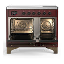 ILVE Majestic III 40-Inch Induction Range with 6 Induction Elements and Solid Door Electric Oven in Burgundy with Burnished Trim (UMDIB40QNR3BUB)