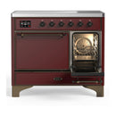 ILVE Majestic III 40-Inch Induction Range with 6 Induction Elements and Solid Door Electric Oven in Burgundy with Burnished Trim (UMDIB40QNR3BUB)