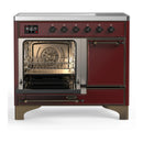 ILVE Majestic III 40-Inch Induction Range with 6 Induction Elements and Solid Door Electric Oven in Burgundy with Burnished Trim (UMDIB40QNR3BUB)