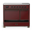 ILVE Majestic III 40-Inch Induction Range with 6 Induction Elements and Solid Door Electric Oven in Burgundy with Burnished Trim (UMDIB40QNR3BUB)