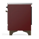ILVE Majestic III 40-Inch Induction Range with 6 Induction Elements and Solid Door Electric Oven in Burgundy with Burnished Trim (UMDIB40QNR3BUB)