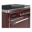 ILVE Majestic III 40-Inch Induction Range with 6 Induction Elements and Solid Door Electric Oven in Burgundy with Chrome Trim (UMDIB40QNR3BUC)