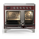 ILVE Majestic III 40-Inch Induction Range with 6 Induction Elements and Solid Door Electric Oven in Burgundy with Chrome Trim (UMDIB40QNR3BUC)