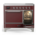 ILVE Majestic III 40-Inch Induction Range with 6 Induction Elements and Solid Door Electric Oven in Burgundy with Chrome Trim (UMDIB40QNR3BUC)