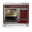 ILVE Majestic III 40-Inch Induction Range with 6 Induction Elements and Solid Door Electric Oven in Burgundy with Chrome Trim (UMDIB40QNR3BUC)