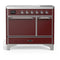 ILVE Majestic III 40-Inch Induction Range with 6 Induction Elements and Solid Door Electric Oven in Burgundy with Chrome Trim (UMDIB40QNR3BUC)