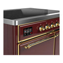 ILVE Majestic III 40-Inch Induction Range with 6 Induction Elements and Solid Door Electric Oven in Burgundy with Brass Trim (UMDIB40QNR3BUG)